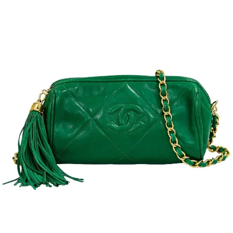 Green Leather Chanel Shoulder Bag