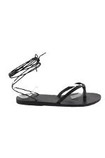 Black Leather Ancient Greek Sandals