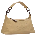 Beige Leather Chanel Shoulder Bag