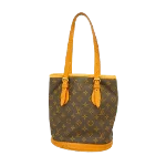 Brown Fabric Louis Vuitton Bucket Bag