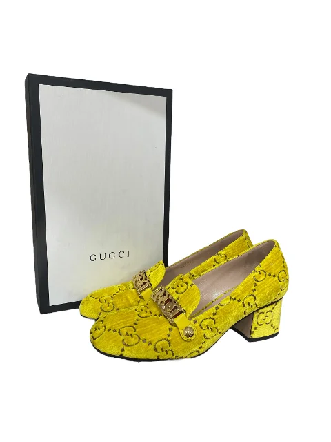 Yellow Suede Gucci Flat Shoes