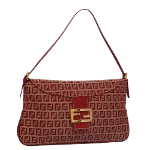 Red Canvas Fendi Shoulder Bag