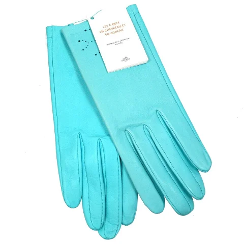 Blue Leather Hermès Gloves