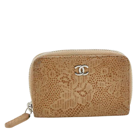 Beige Suede Chanel Wallet