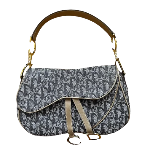 Beige Canvas Dior Saddle Bag