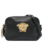 Black Leather Versace Crossbody Bag