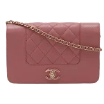 Pink Leather Chanel Wallet on Chain