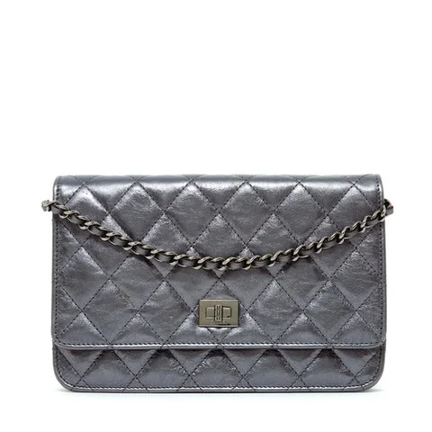 Metallic Leather Chanel Wallet on Chain
