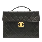 Black Leather Chanel Briefcase