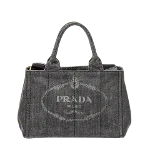 Black Denim Prada Canapa Tote