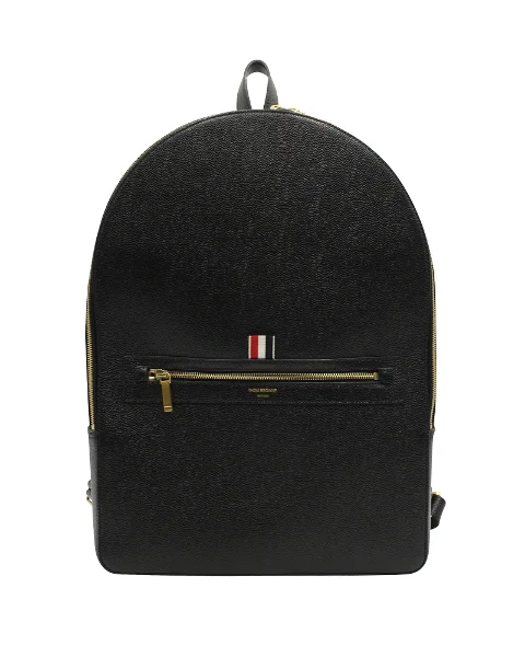 Black Leather Thom Browne Backpack