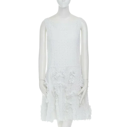 White Cotton Oscar De La Renta Dress