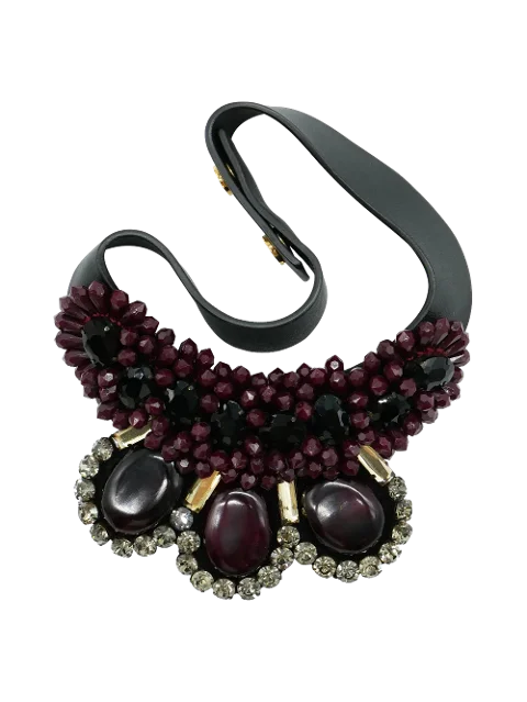 Burgundy Leather Marni Necklace