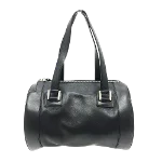 Black Leather Bvlgari Handbag