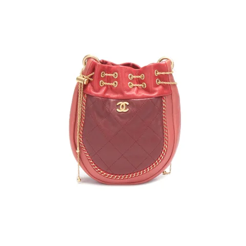 Red Leather Chanel Bucket Bag