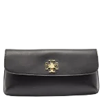 Black Leather Tory Burch Clutch