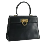 Black Leather Salvatore Ferragamo Handbag