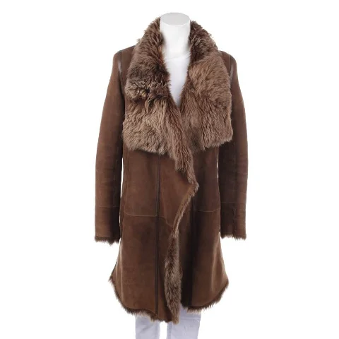 Brown Leather Yves salomon Coat