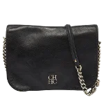 Black Leather Carolina Herrera Shoulder Bag
