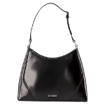 Black Leather Staud Shoulder Bag