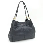 Navy Leather Coach Tote