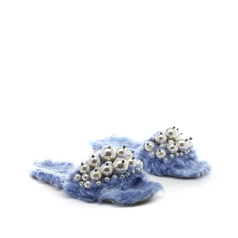 Blue Fur Miu Miu Sandals