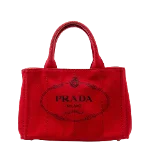 Red Canvas Prada Canapa Tote