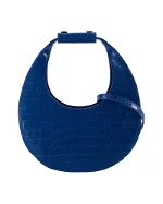Blue Leather Staud Shoulder Bag