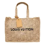 Beige Fabric Louis Vuitton Shopper