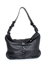 Black Leather Maison Du Posh Shoulder Bag