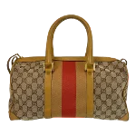 Beige Canvas Gucci Boston Bag