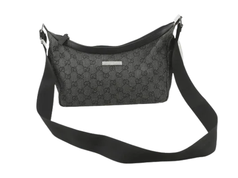 Grey Coated Canvas Gucci Shoulder Bag