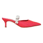 Red Canvas Manolo Blahnik Mules