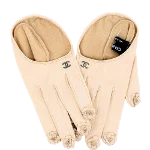 Beige Leather Chanel Gloves