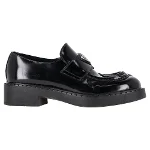 Black Leather Prada Flat Shoes