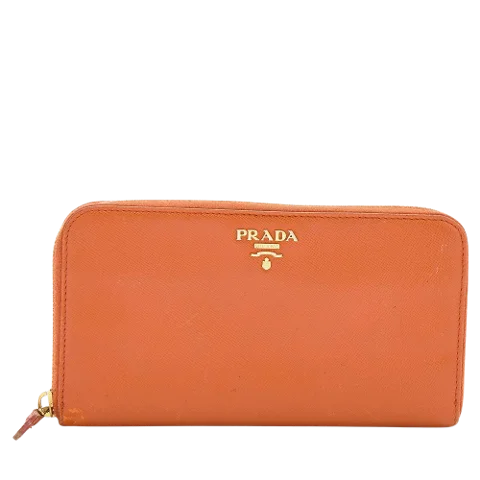 Orange Leather Prada Wallet