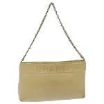 Beige Leather Chanel Pouch