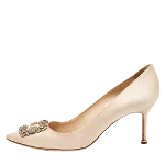 Beige Satin Manolo Blahnik Heels