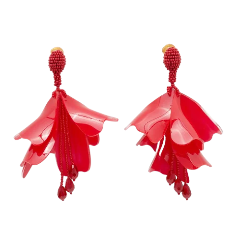 Red Fabric Oscar de la Renta Earrings