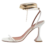 White Leather Amina Muaddi Sandals