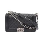 Black Leather Chanel Boy Bags