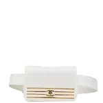 White Leather Chanel Belt Bag