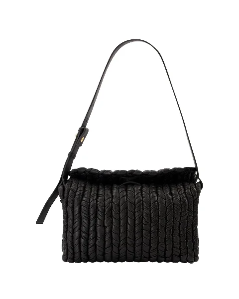 Black Leather Nanushka Shoulder Bag