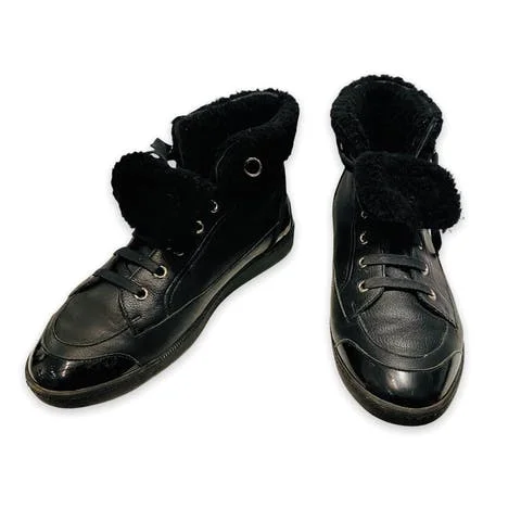 Black Faux Fur Salvatore Ferragamo Sneakers