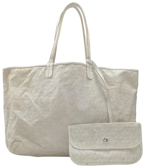 White Leather Goyard Shoulder Bag