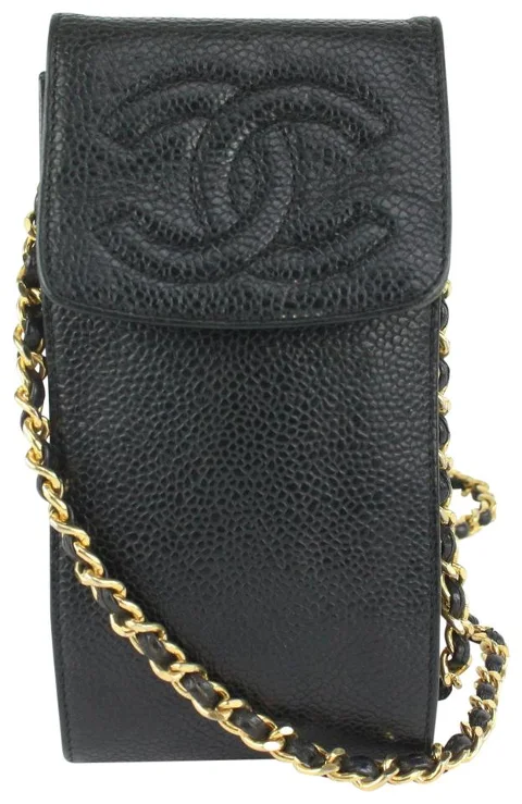 Black Leather Chanel Wallet On Chain
