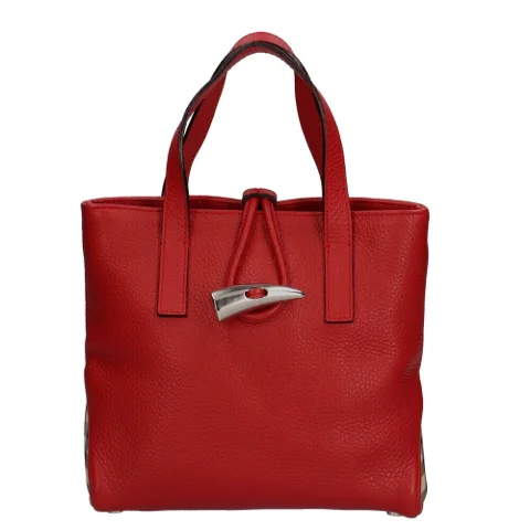 Red Leather Burberry Tote