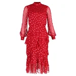 Red Polyester Saloni Dress