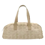 Beige Canvas Chanel Boston Bag