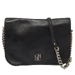 Black Leather Carolina Herrera Shoulder Bag